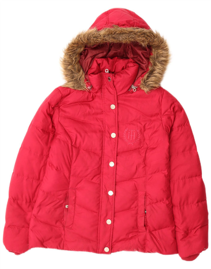 Giacca imbottita con cappuccio da donna Tommy Hilfiger UK 10 Small Rosa Poliestere
