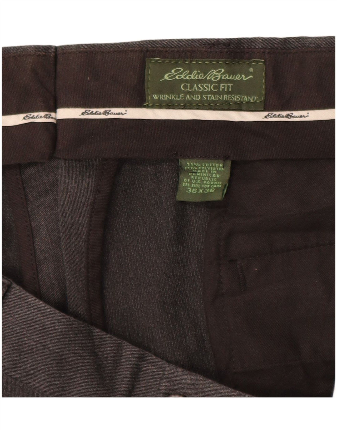 EDDIE BAUER Pantaloni chino con pegged vestibilità classica da uomo W36 L36 cotone grigio