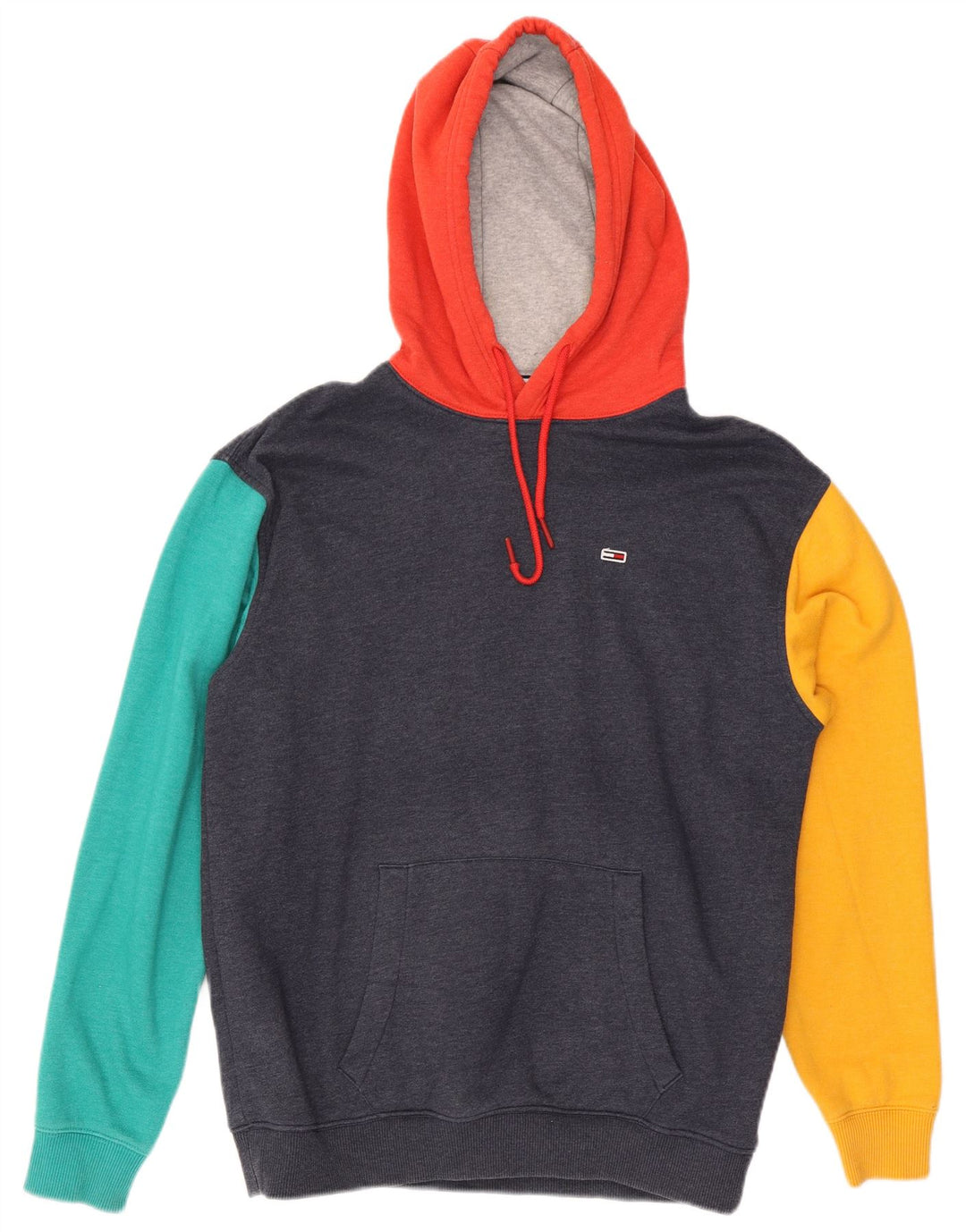 Maglione con cappuccio da uomo Tommy Hilfiger, cotone color block medio blu navy