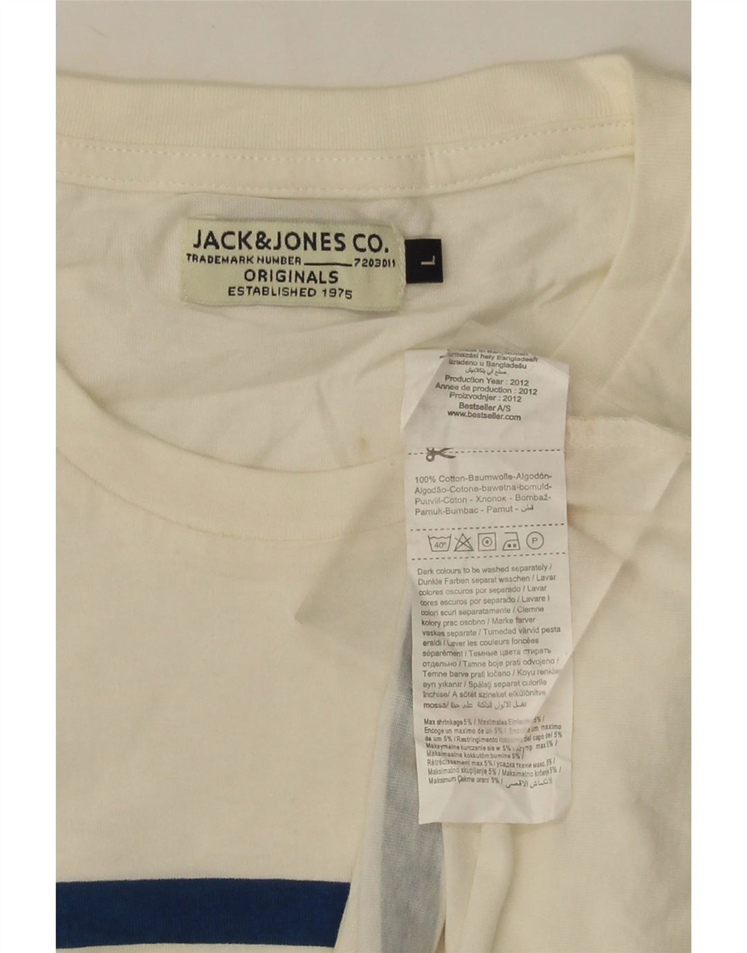 JACK & JONES T-shirt da uomo grande in cotone a righe bianche