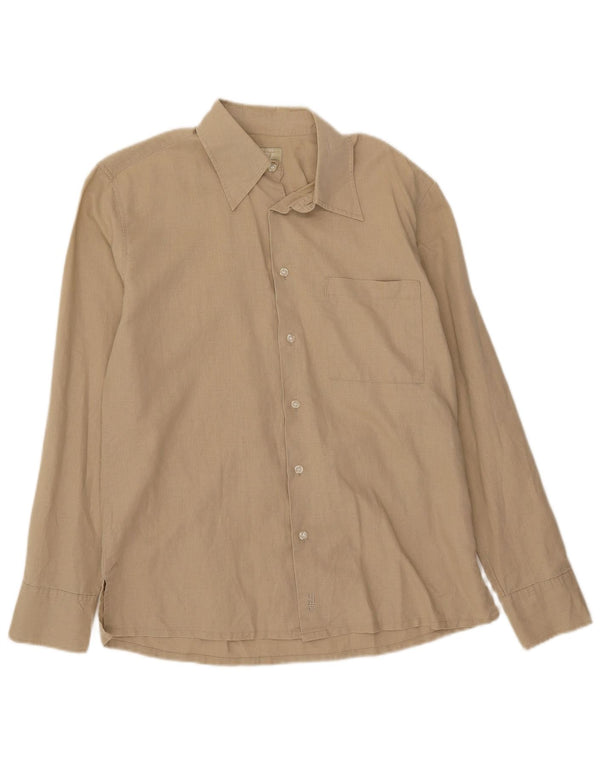 Camicia da uomo Rifle in lino beige medio