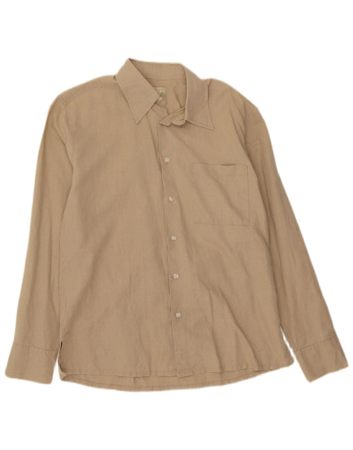 Camicia da uomo Rifle in lino beige medio