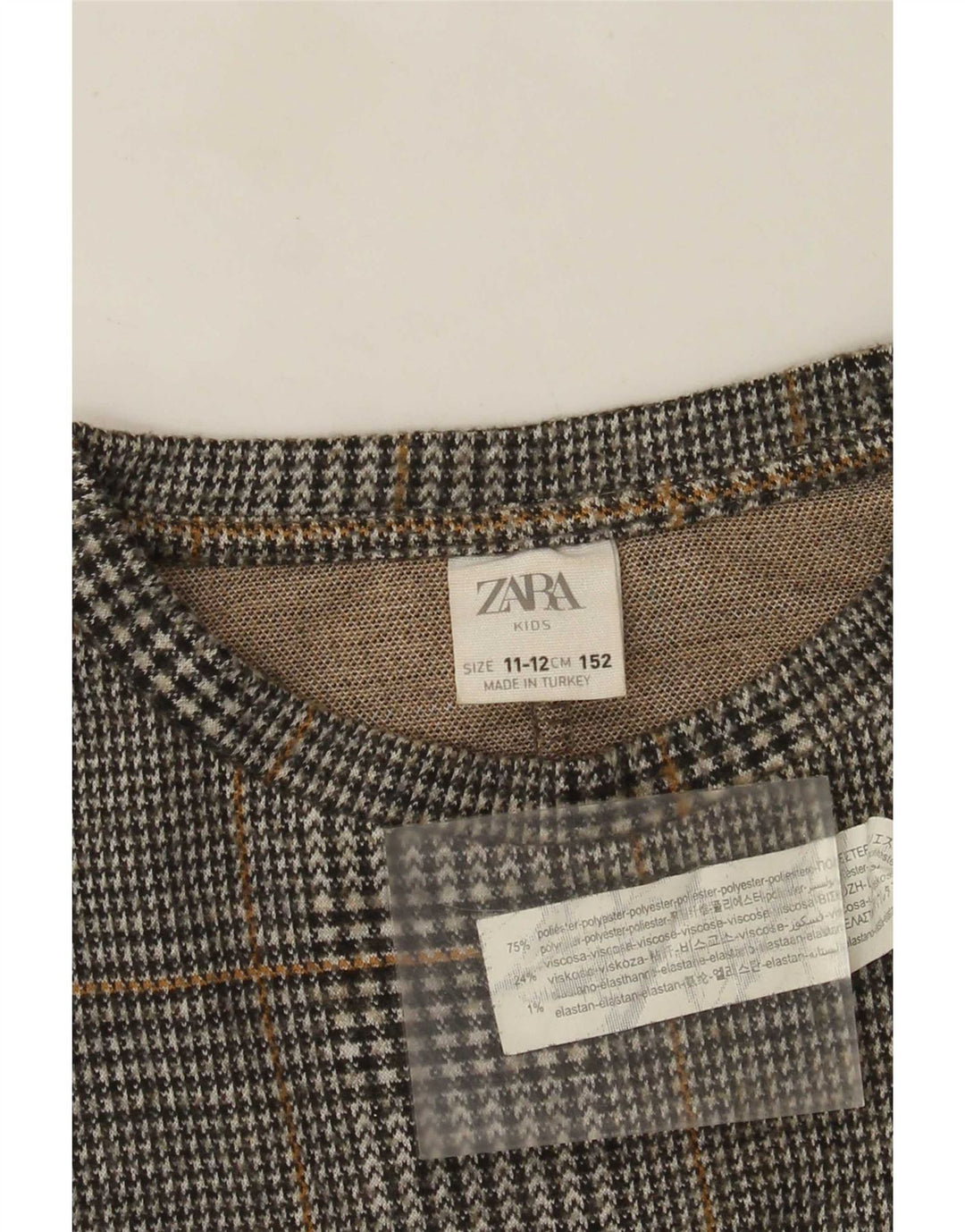 Felpa Zara per Ragazze Maglione 11-12 Anni Poliestere Scozzese Grigio