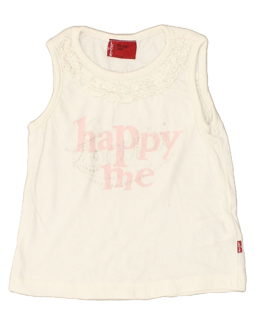 LEVI'S Baby Girls Graphic Vest Top 18-24 Months White Cotton | Vintage Levi's | Thrift | Second-Hand Levi's | Used Clothing | Messina Hembry 