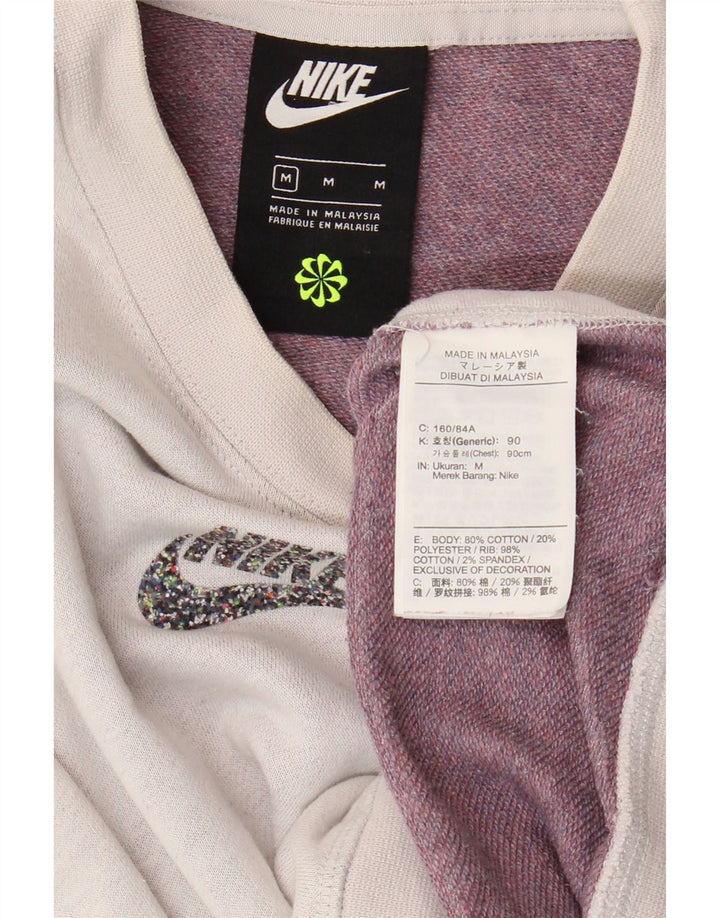 Felpa corta oversize da donna Nike, maglione UK 14, cotone grigio medio