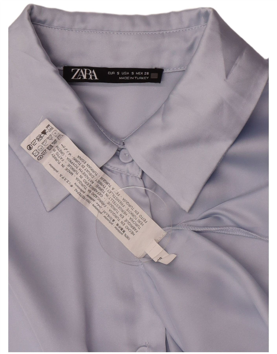 Camicetta camicia oversize da donna Zara UK 10 piccola blu poliestere