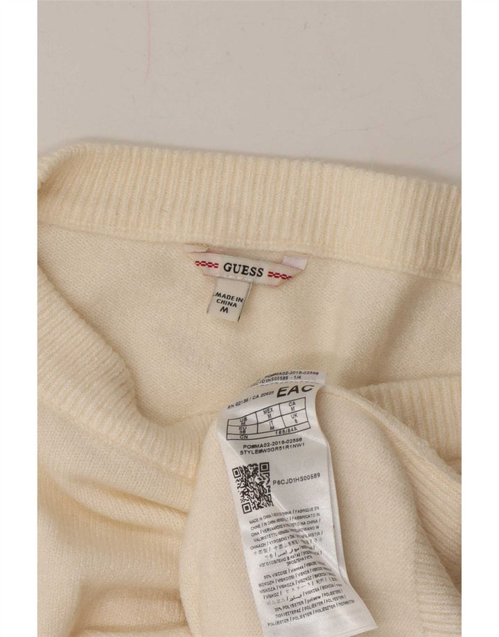 Maglione maglione oversize da donna con scollo a barca Guess UK 8 piccolo bianco sporco