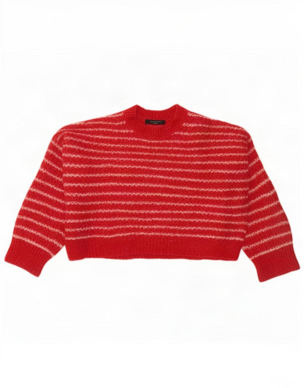 Maglione a collo alto corto da donna di All Saints UK 16 a righe grandi rosse
