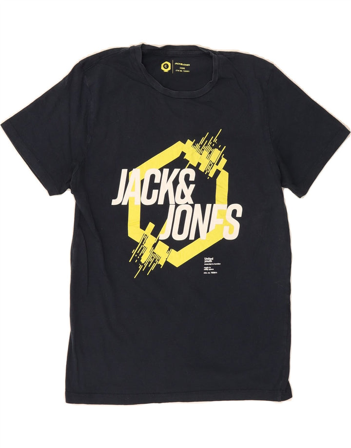JACK & JONES Mens Core Graphic T-Shirt Top Small Navy Blue Cotton Vintage Jack & Jones and Second-Hand Jack & Jones from Messina Hembry 