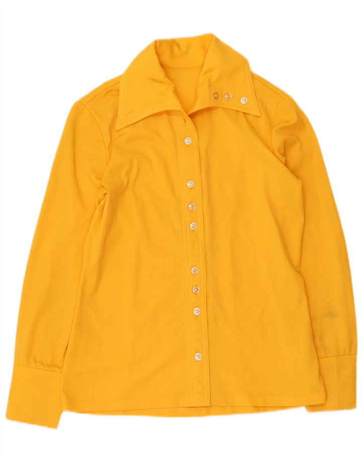 Camicia vintage da donna UK 12 media gialla