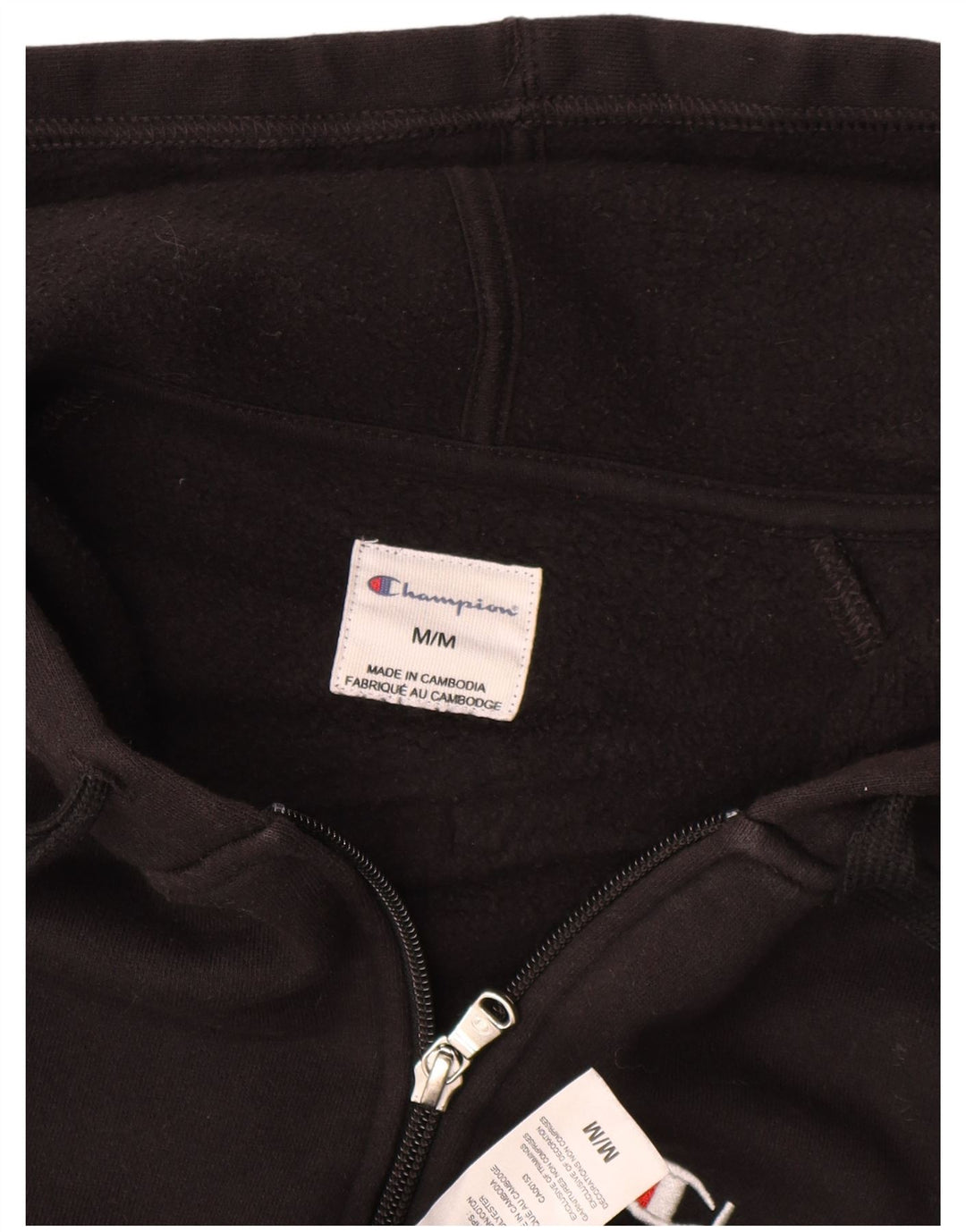 Maglione con cappuccio e zip da uomo Champion in cotone nero medio