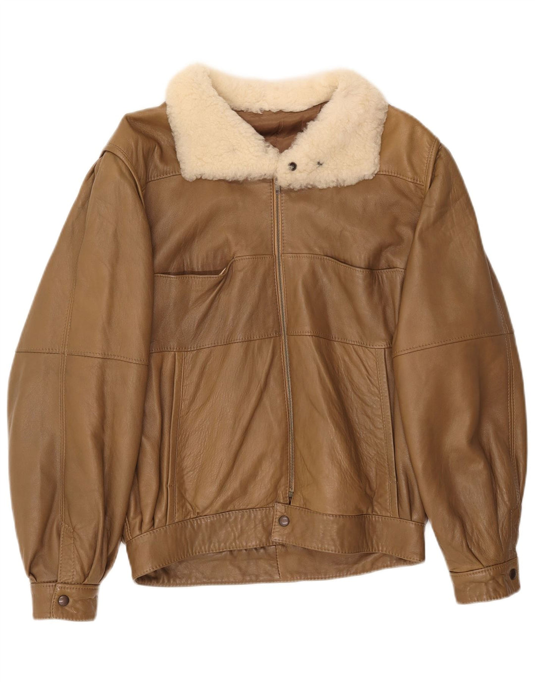 Giacca in Pelle Oversize da Donna Aicad IT 44 Marrone Medio