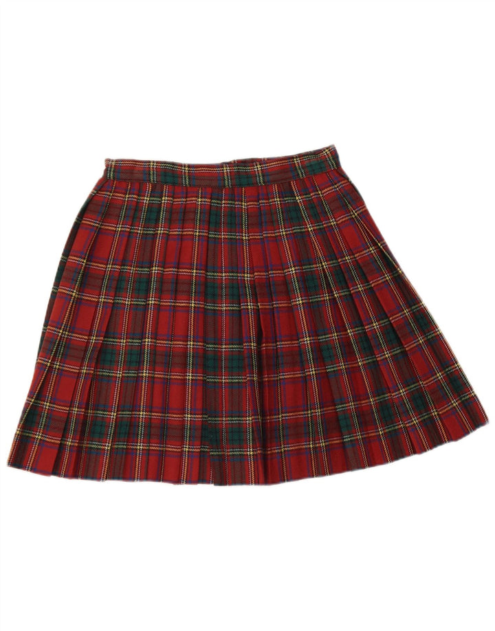 Mini gonna avvolgente da donna di Nantucket Island IT 40 piccola W26 lana a quadri rossa