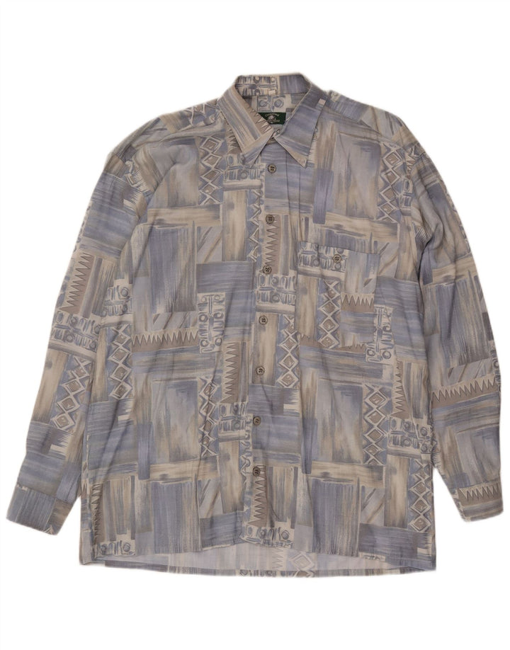 Camicia da uomo vintage grande geometrica blu