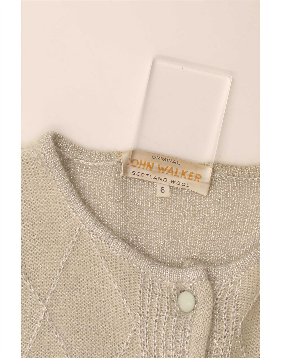 Maglione cardigan da donna John Walker UK 18 XL Grigio Argyle/Lana diamante