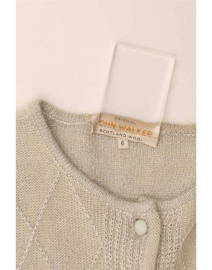 Maglione cardigan da donna John Walker UK 18 XL Grigio Argyle/Lana diamante