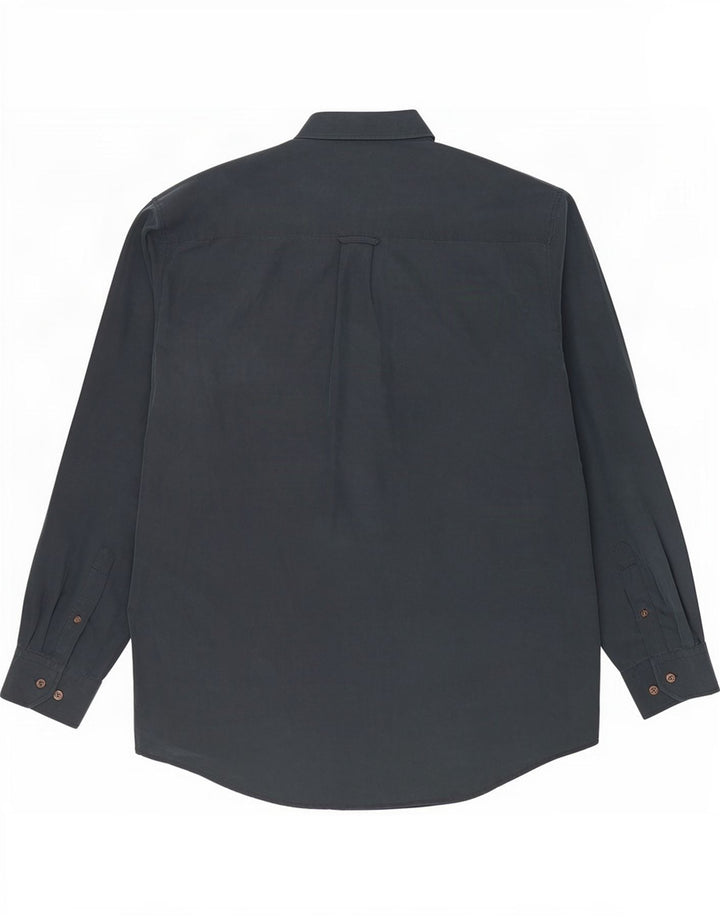 Camicia vintage da uomo grande in viscosa blu navy