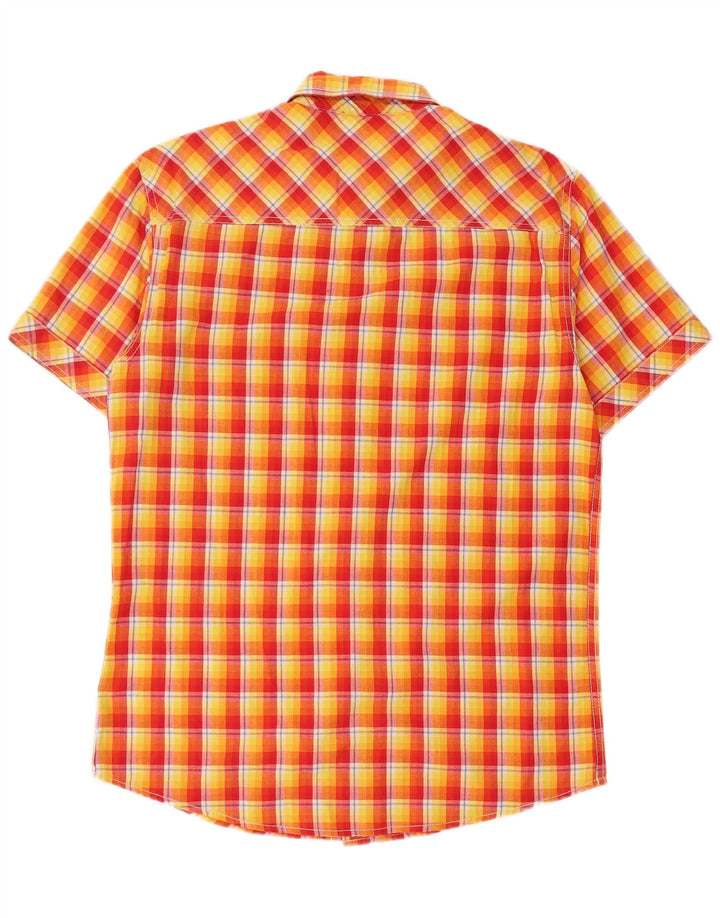 Camicia a maniche corte da uomo Mustang in cotone a quadri gialli piccoli
