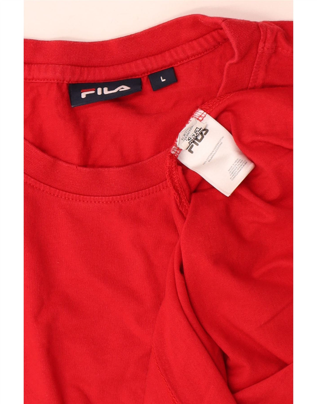 Maglietta grafica da uomo Fila a maniche lunghe grande in cotone color block rosso