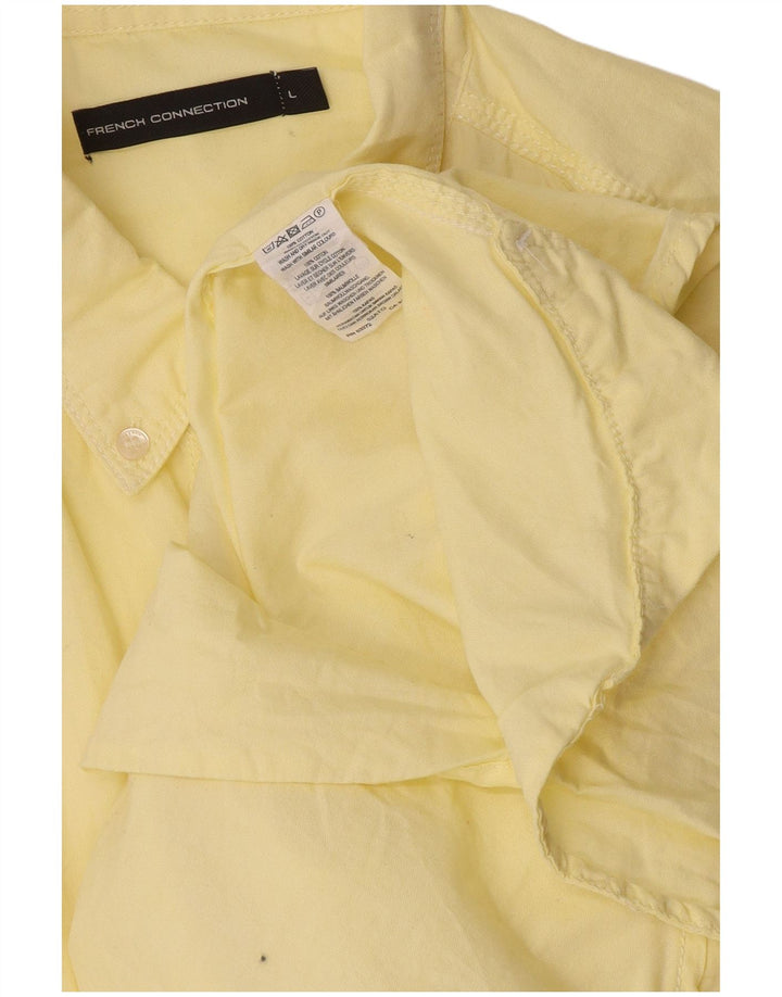 Camicia a maniche corte da uomo French Connection grande in cotone giallo