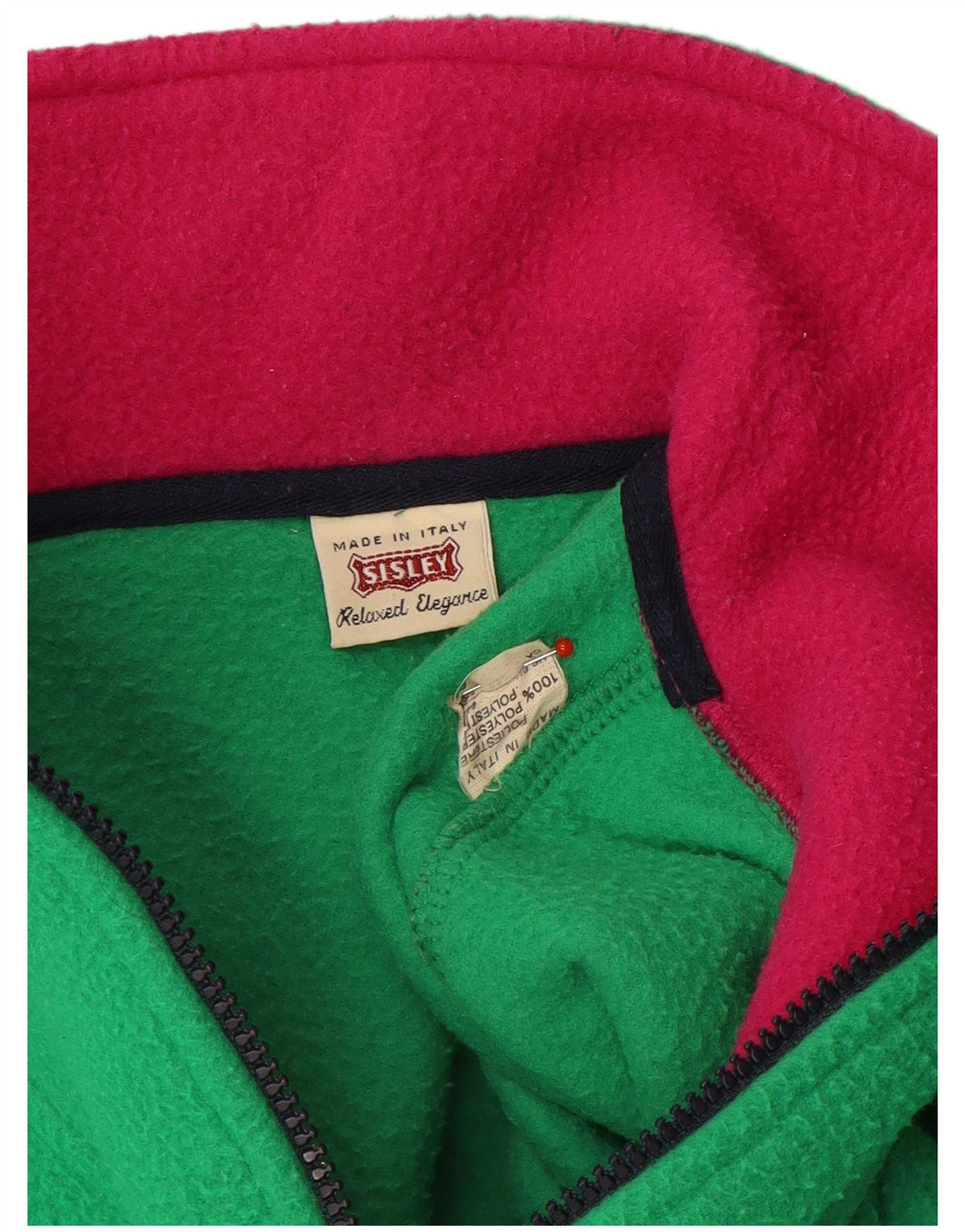 Maglione in pile da uomo Sisley con zip e collo in poliestere verde medio
