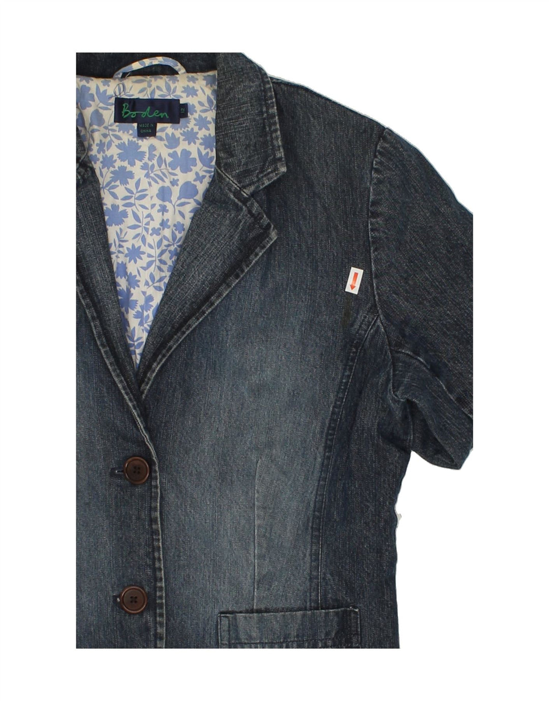 BODEN Womens 2 Button Denim Blazer Jacket UK 12 Medium Navy Blue Cotton Vintage Boden and Second-Hand Boden from Messina Hembry 