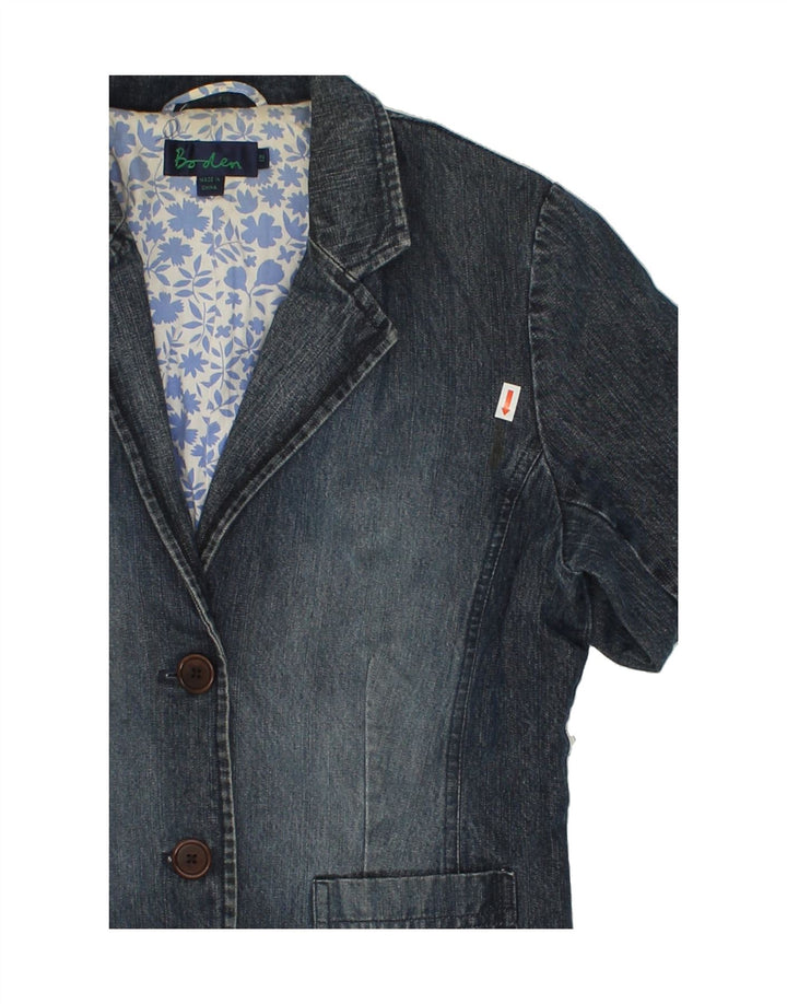 BODEN Womens 2 Button Denim Blazer Jacket UK 12 Medium Navy Blue Cotton Vintage Boden and Second-Hand Boden from Messina Hembry 