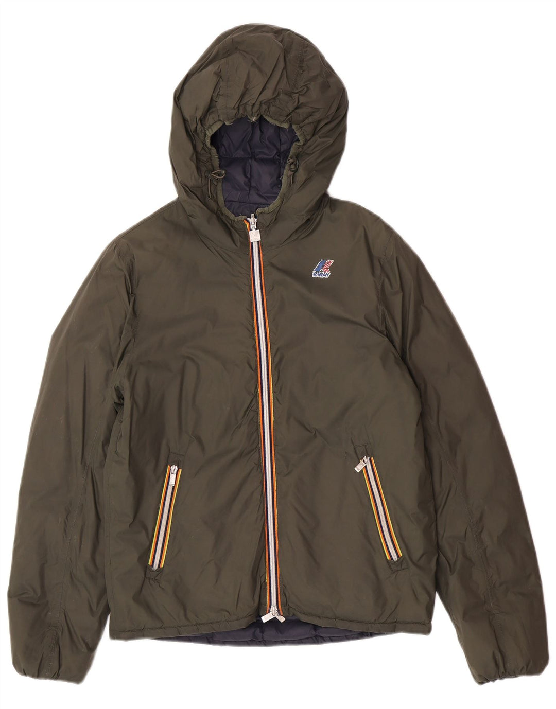Giacca imbottita reversibile con cappuccio da uomo K-Way UK 38 Verde medio Poliammide
