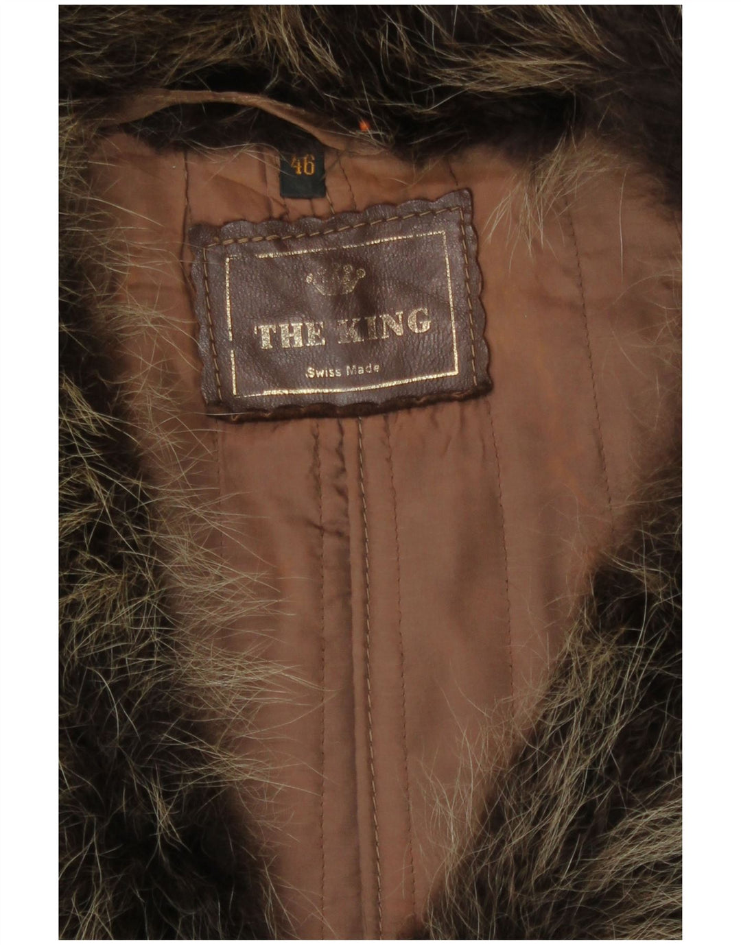 Cappotto in pelle vintage da donna IT 46 grande marrone