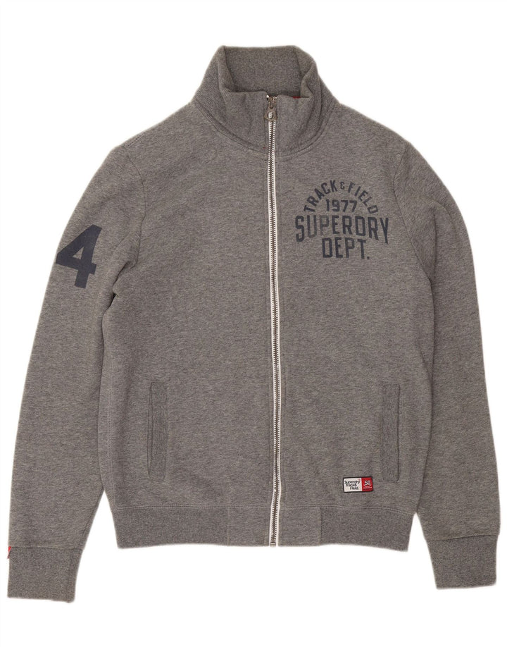Giacca da ginnastica da uomo con grafica Superdry in cotone chiazzato grigio medio
