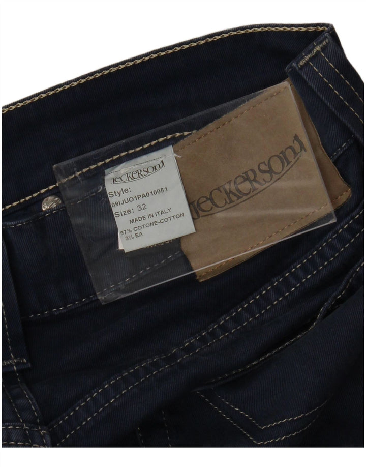 JECKERSON Pantaloni casual slim da uomo W32 L26 cotone blu navy