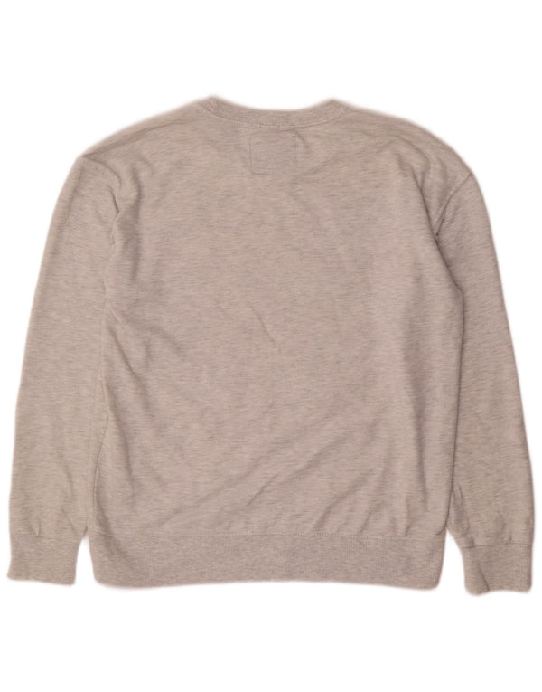 Felpa grafica da donna Superdry Maglione UK 14 Cotone chiazzato grigio medio