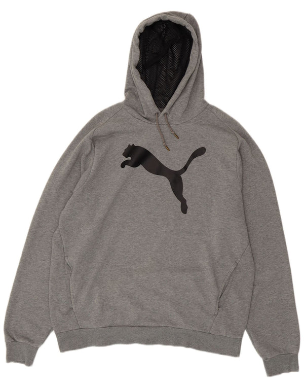 Felpa con cappuccio grafica PUMA da uomo XL in cotone chiazzato grigio