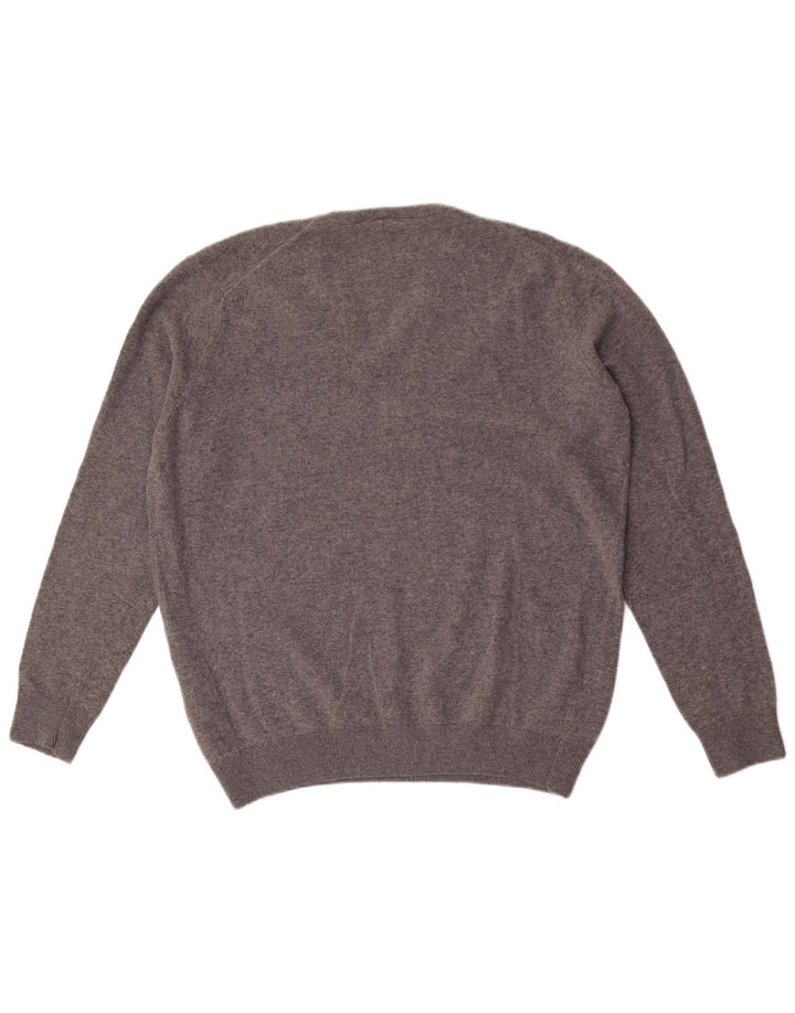 Maglione maglione da uomo con scollo a V Lacoste taglia 6 XL lana screziata grigia