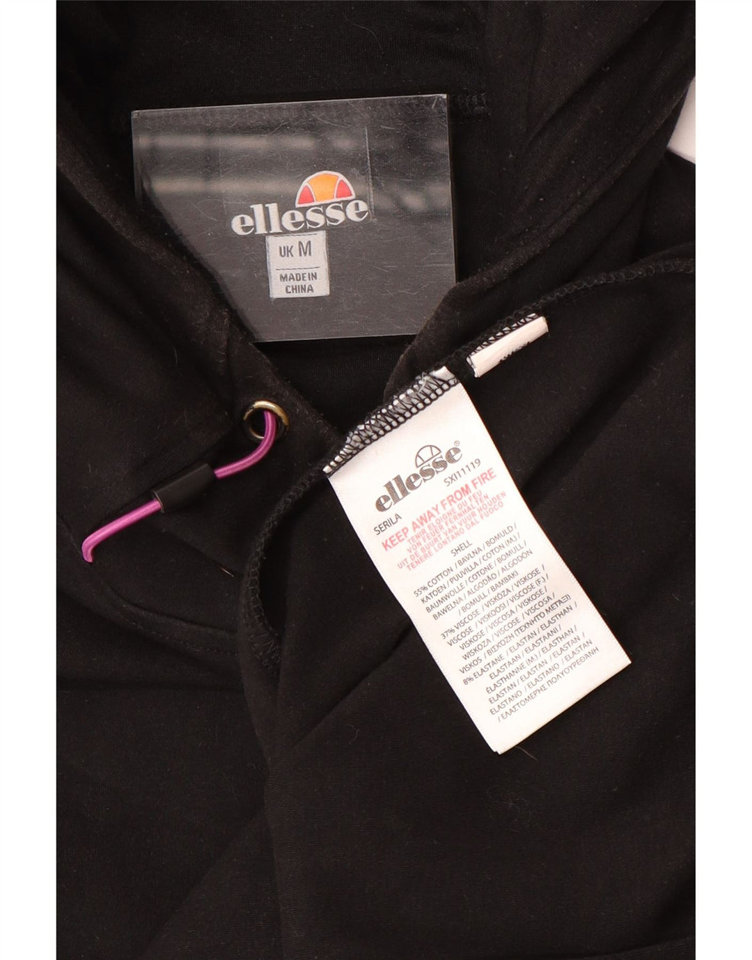 Felpa con cappuccio grafica da uomo Ellesse, cotone medio nero