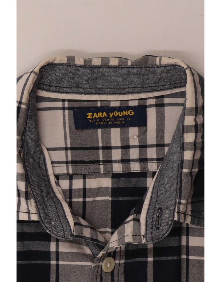 Zara Camicia da uomo a quadri blu medio