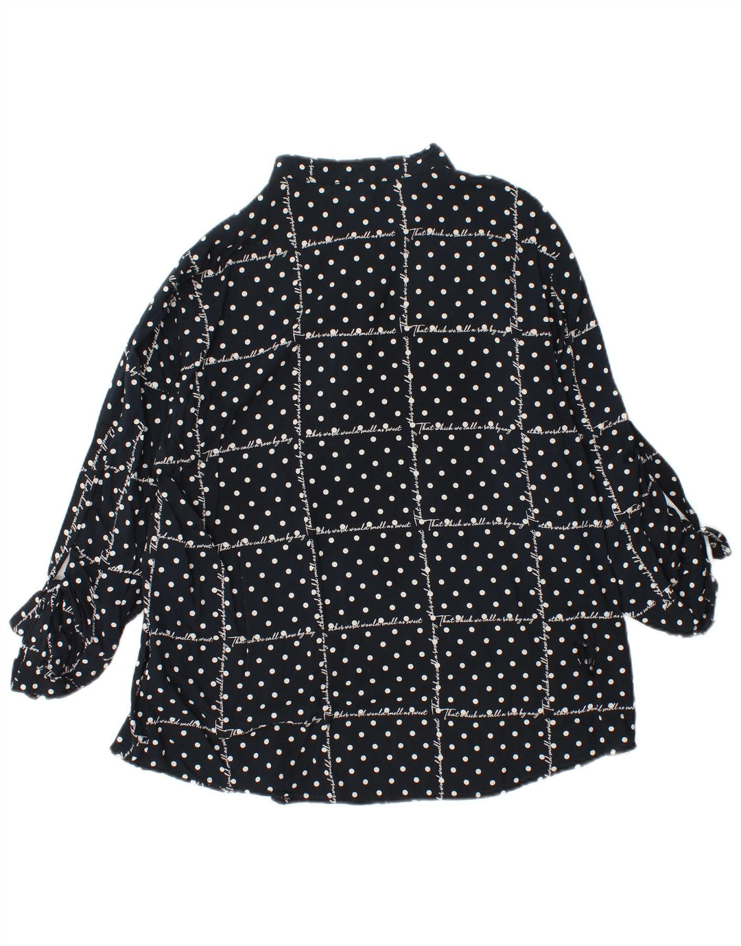 BENETTON Camicetta a maniche lunghe con grafica da donna UK 16 Large Black Spotted