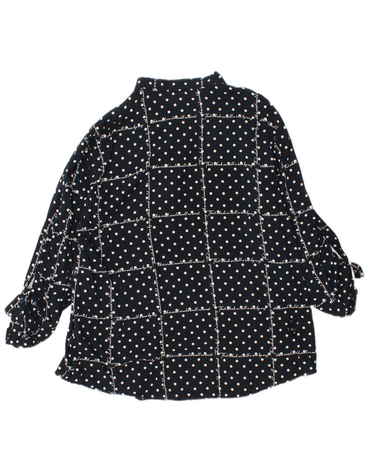 BENETTON Camicetta a maniche lunghe con grafica da donna UK 16 Large Black Spotted