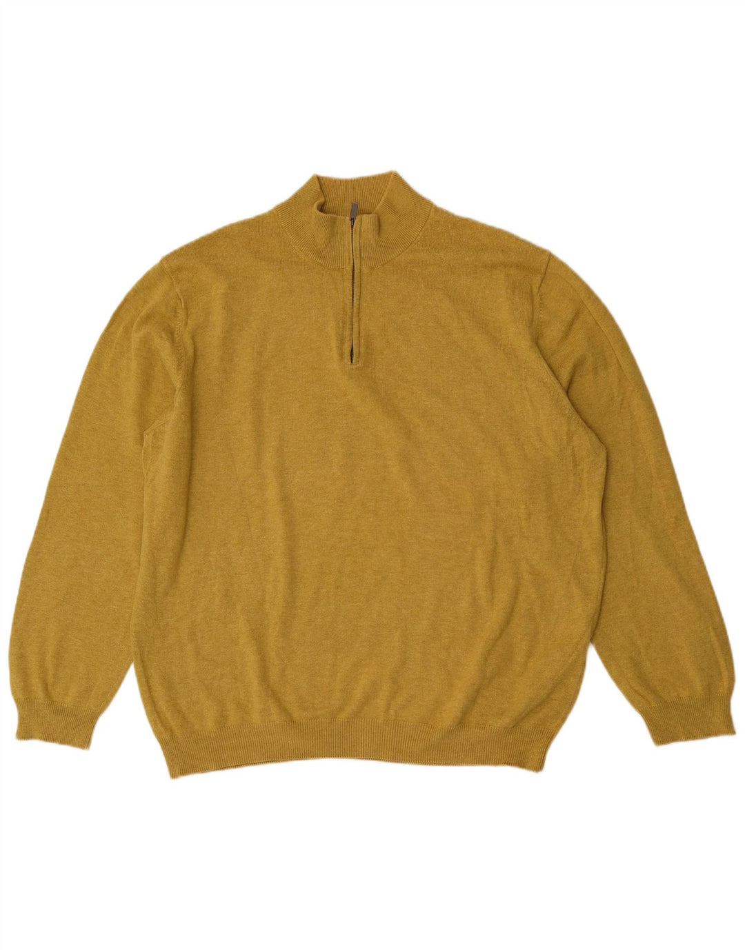 Maglione maglione da uomo con zip e collo Massimo Dutti 2XL cotone giallo