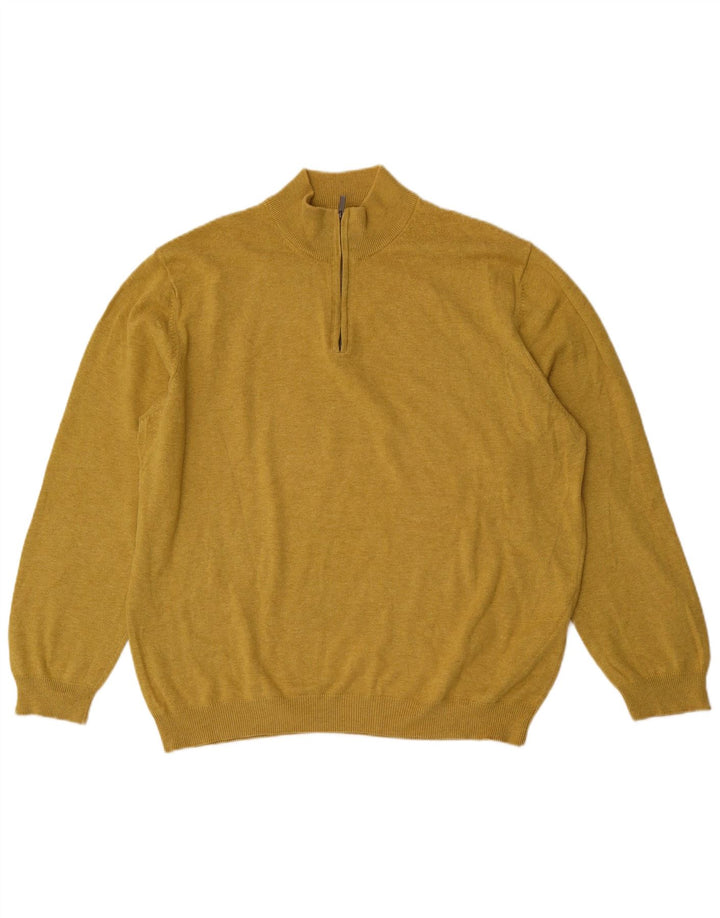 Maglione maglione da uomo con zip e collo Massimo Dutti 2XL cotone giallo