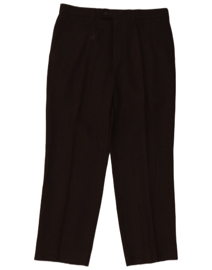 Pantaloni chino dritti da uomo Marks & Spencer W34 L29 poliestere marrone
