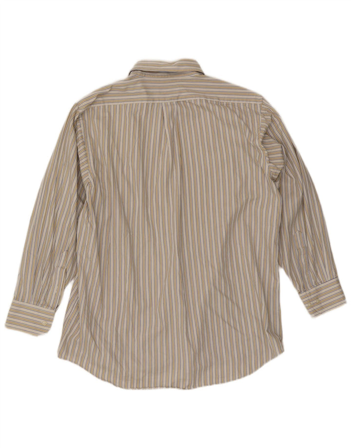 Camicia da uomo Classic Fit Chaps taglia 16 1/2 grande cotone a righe beige