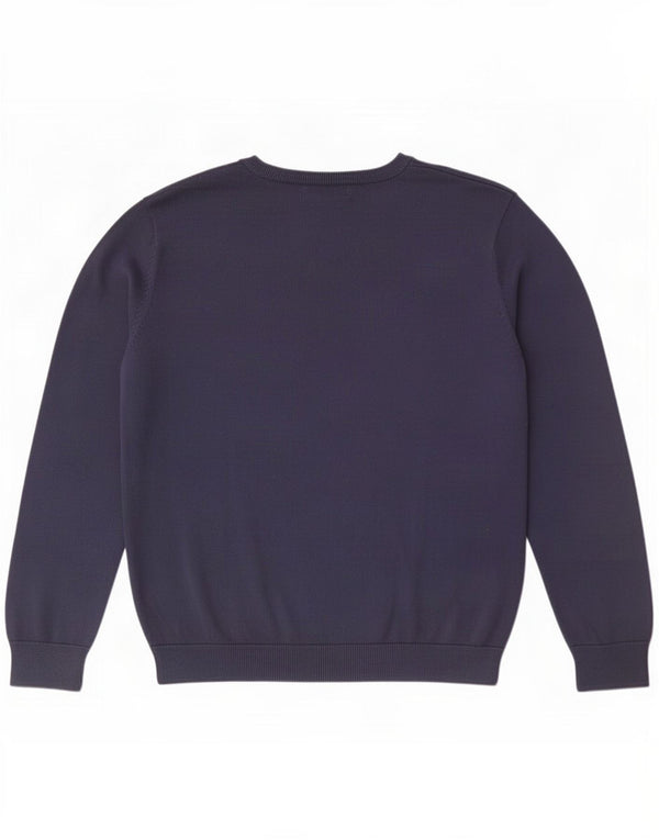 Maglione maglione con scollo a V da donna Farah UK 16 grande cotone blu navy