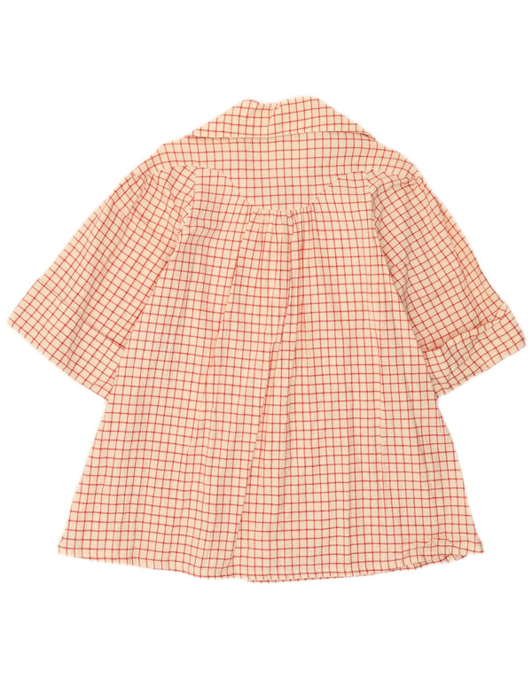 Camicia vintage da donna con maniche a 3/4 UK 12 motivo a quadri bianco sporco medio