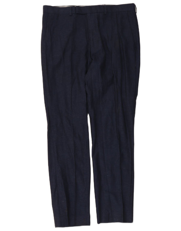 Pantaloni da abito slim da uomo Marks & Spencer W34 L31 cotone blu navy