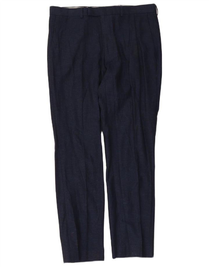Pantaloni da abito slim da uomo Marks & Spencer W34 L31 cotone blu navy