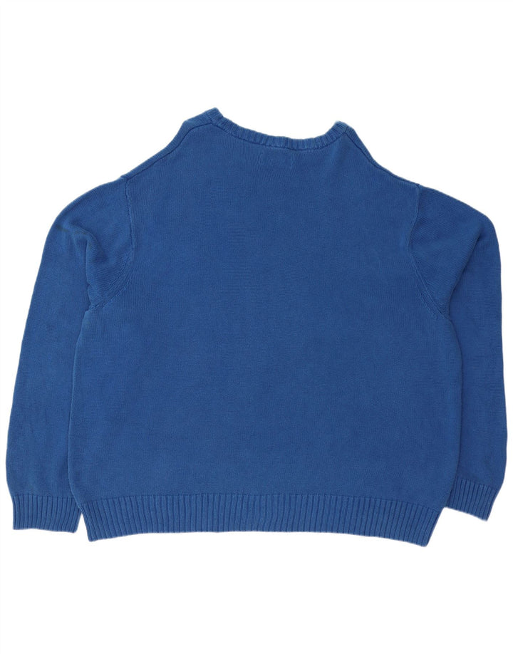 Maglione maglione girocollo da uomo Chaps grande 4XL cotone blu