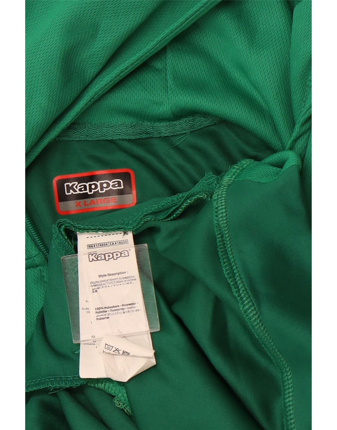 Felpa con cappuccio e zip grafica da uomo Kappa XL in poliestere color block verde