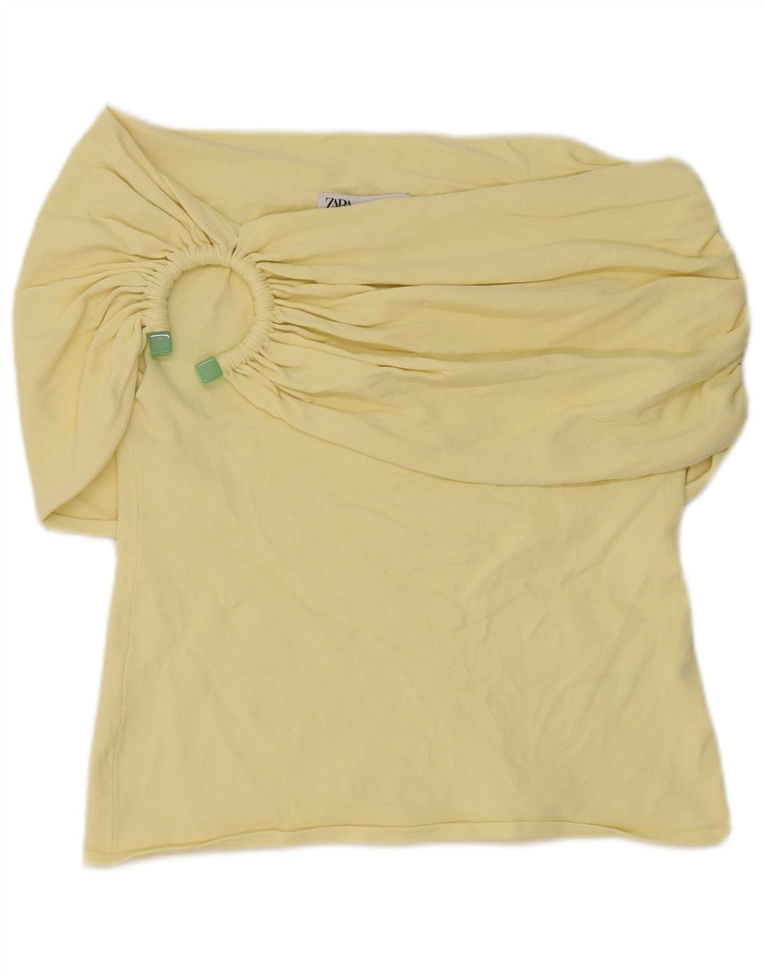 Top Zara da donna con spalle scoperte UK 16 grande viscosa gialla