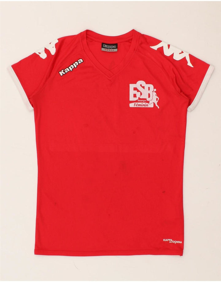 KAPPA Womens Graphic T-Shirt Top UK 10 Small Red Polyester | Vintage Kappa | Thrift | Second-Hand Kappa | Used Clothing | Messina Hembry 